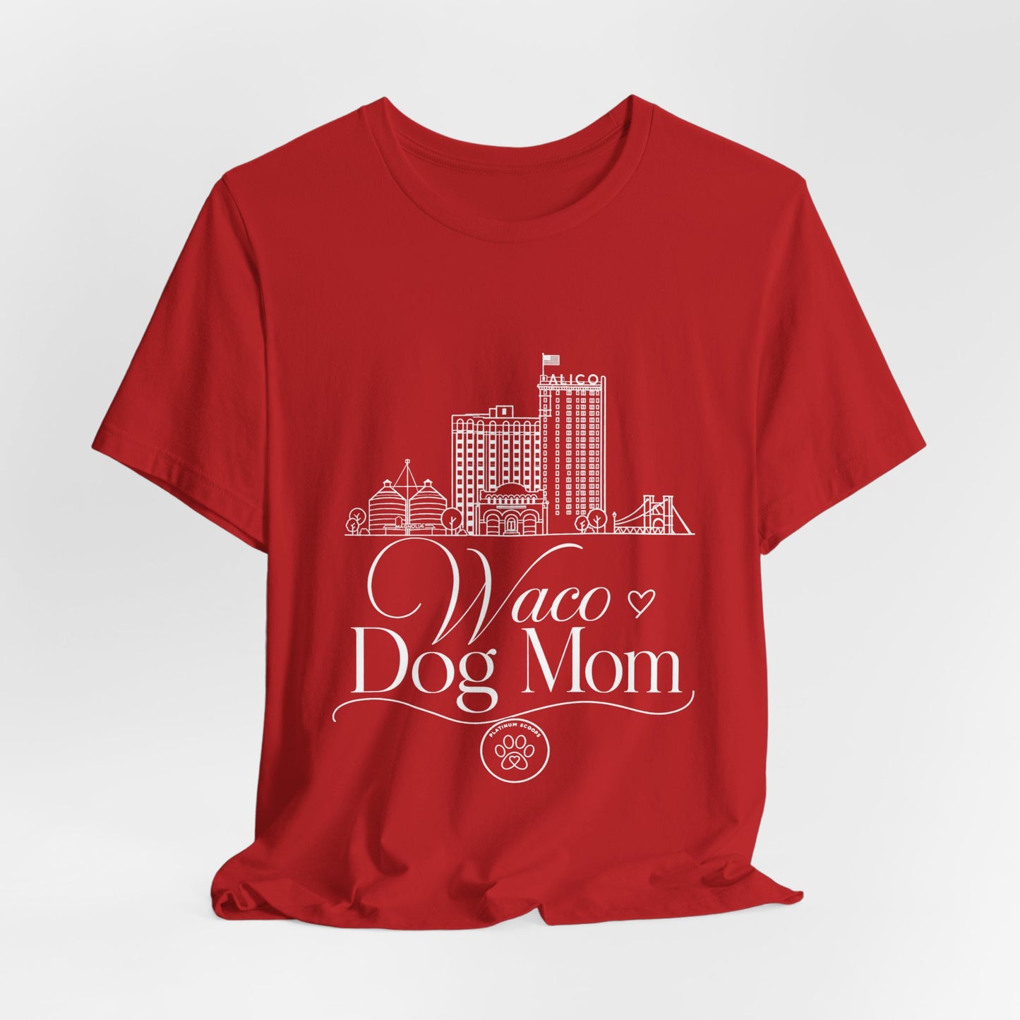 Waco Dog Mom Script T-Shirt — Skyline & Paw Graphic Tee