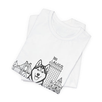 Keep Waco Wagging — Siberian Husky and Waco skyline artwork, packaging or scale reference