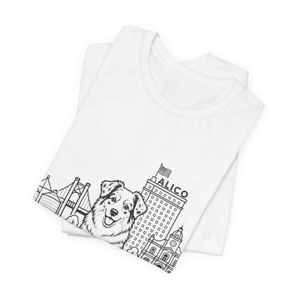 Keep Waco Wagging — Australian Shepherd and Waco skyline artwork, packaging or scale reference