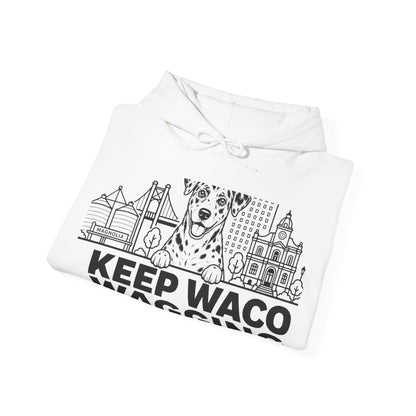 Waco Catahoula Hoodie — Catahoula and Waco skyline artwork, packaging or scale reference