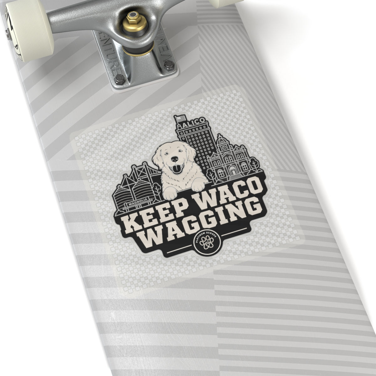 Keep Waco Wagging Sticker — Golden + Skyline