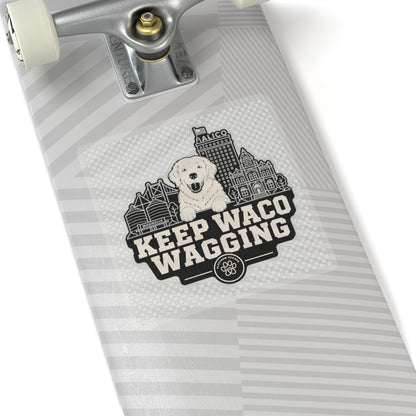 Keep Waco Wagging golden skyline sticker — vinyl sticker, packaging or scale reference