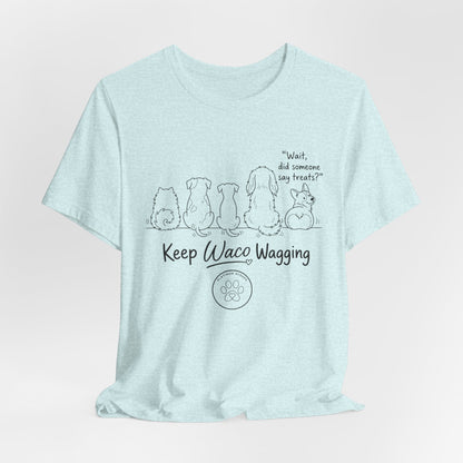 Keep Waco Wagging Dog T‑Shirt — Cute Paw Print Rescue Tee