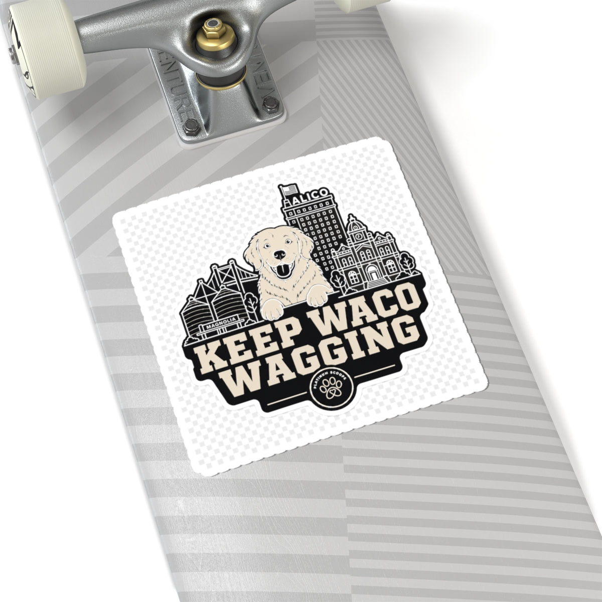Keep Waco Wagging Sticker — Golden + Skyline