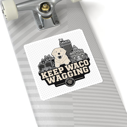 Keep Waco Wagging golden skyline sticker — vinyl sticker, packaging or scale reference