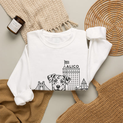 Waco Catahoula Sweatshirt — Catahoula and Waco skyline artwork, packaging or scale reference