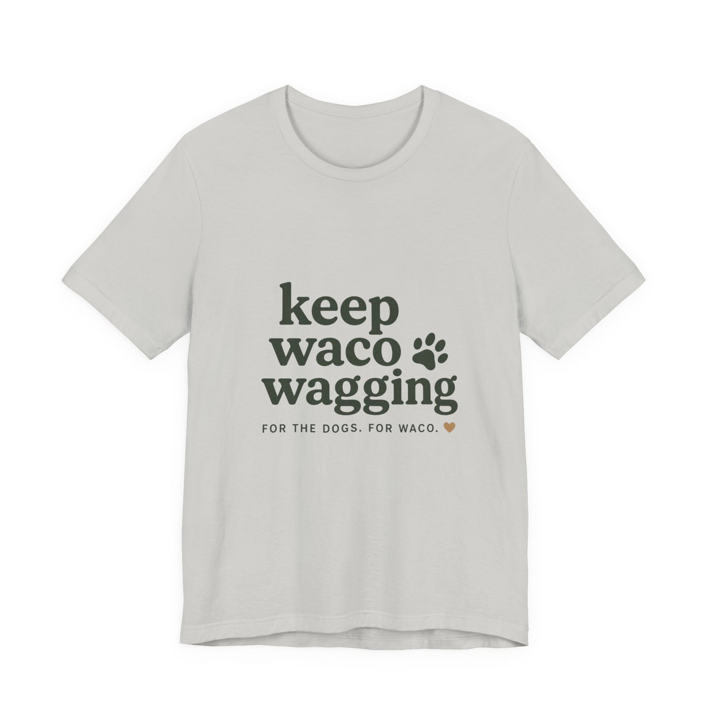 Walks & Treats Waco Streets tee — Waco skyline artwork on Silver tee