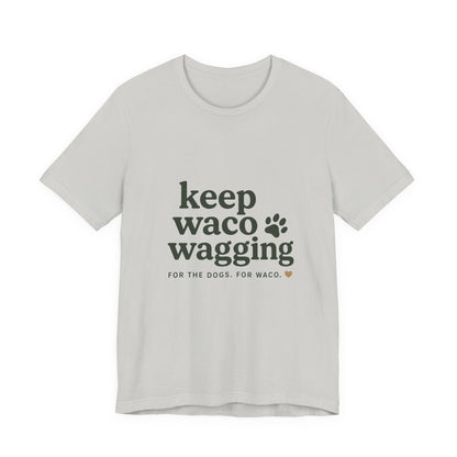 Walks & Treats Waco Streets tee — Waco skyline artwork on Silver tee