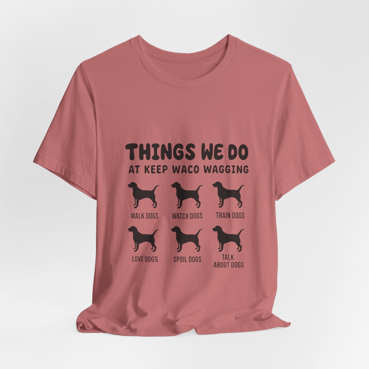 Dog Rescue Volunteer T-Shirt — Waco skyline artwork, packaging or scale reference