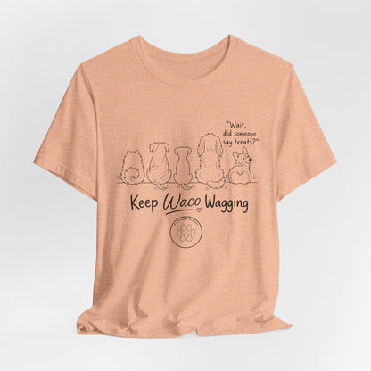 Keep Waco Wagging Dog T‑Shirt — Cute Paw Print Rescue Tee