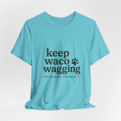 Walks & Treats Waco Streets tee — Waco skyline artwork, packaging or scale reference