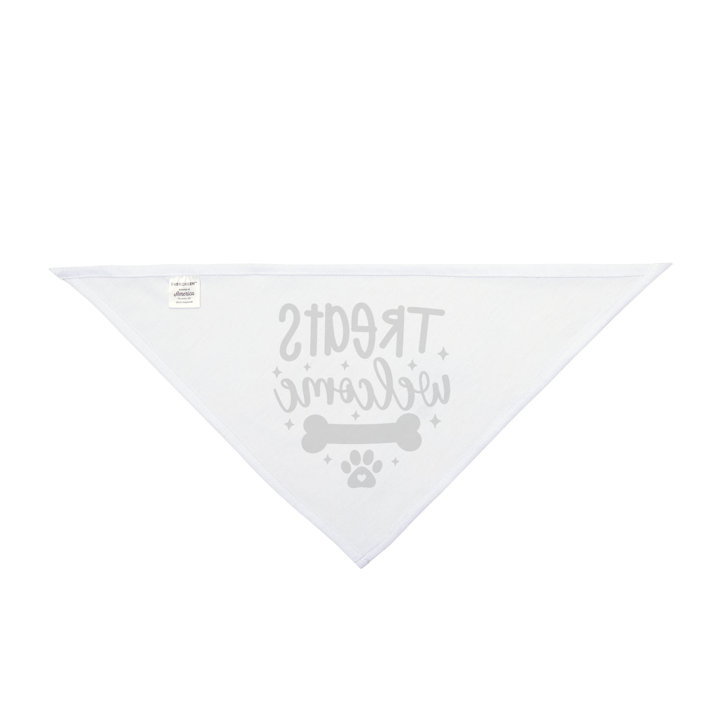 Pet Bandana – "Treats Welcome" Dog Bandana with Bone & Paw G — close-up of artwork