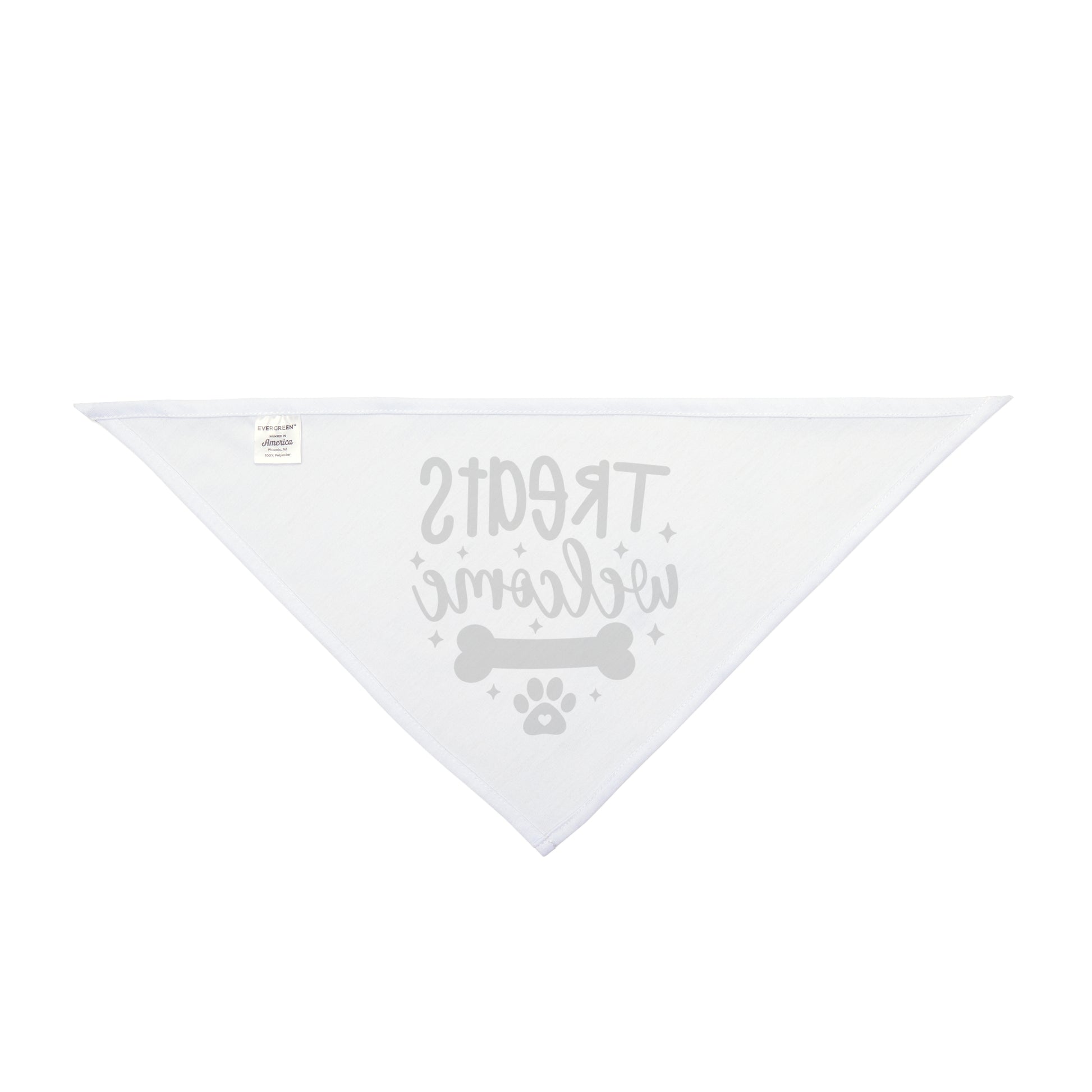 Pet Bandana – "Treats Welcome" Dog Bandana with Bone & Paw G — close-up of artwork