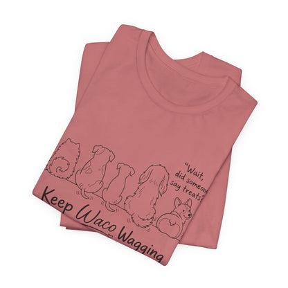 Keep Waco Wagging Dog T‑Shirt — Cute Paw Print Rescue Tee