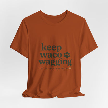 Walks & Treats Waco Streets tee — Waco skyline artwork, packaging or scale reference
