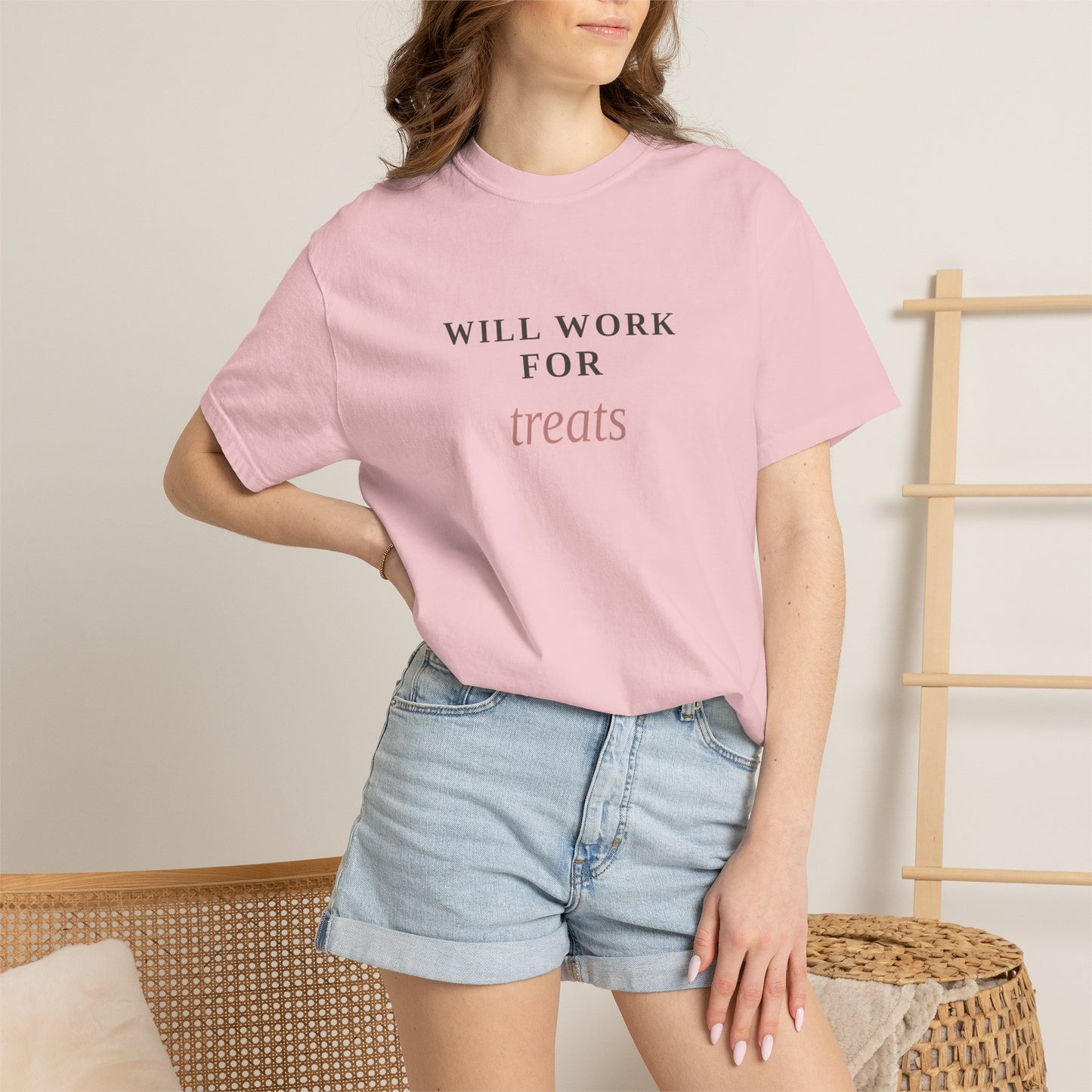 Will Work For Treats T-Shirt — Funny Dog Lover Tee