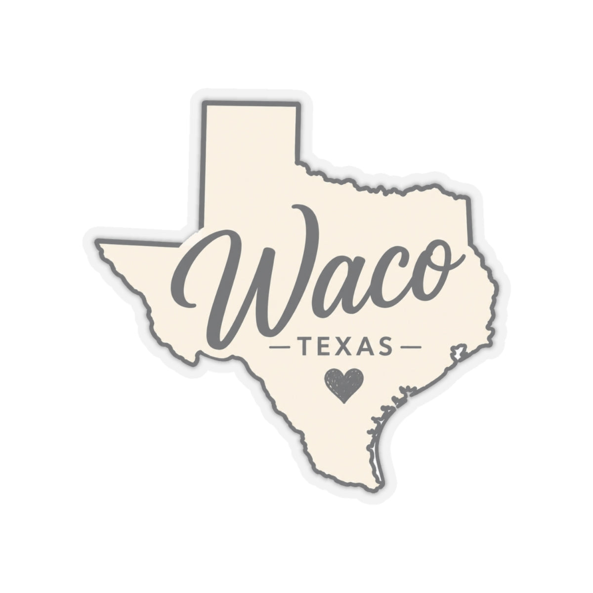 Waco Texas sticker — vinyl sticker, detail view