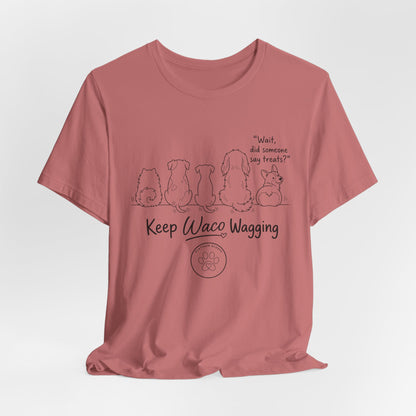 Keep Waco Wagging Dog T‑Shirt — Cute Paw Print Rescue Tee