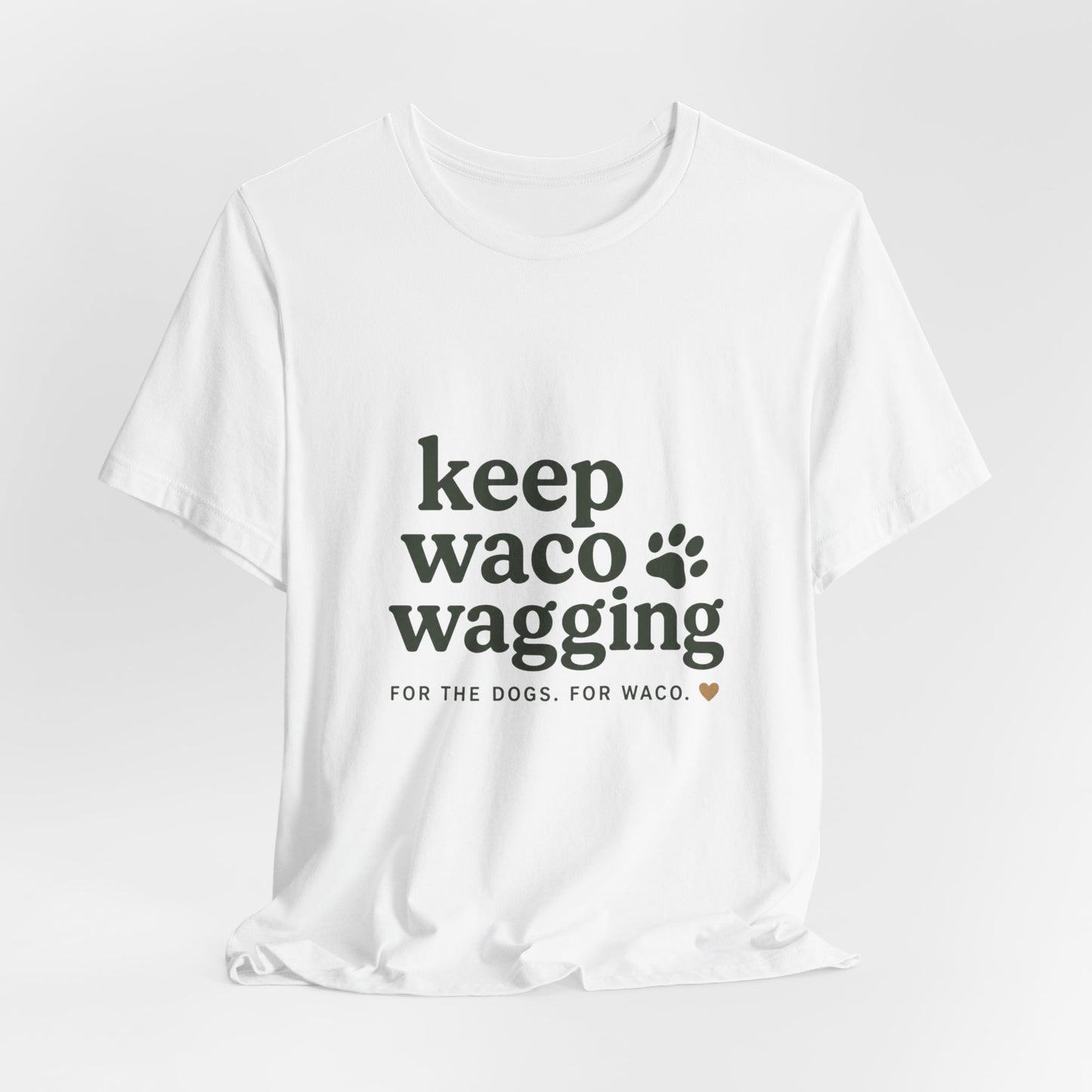 Walks & Treats Waco Streets tee — Waco skyline artwork, packaging or scale reference