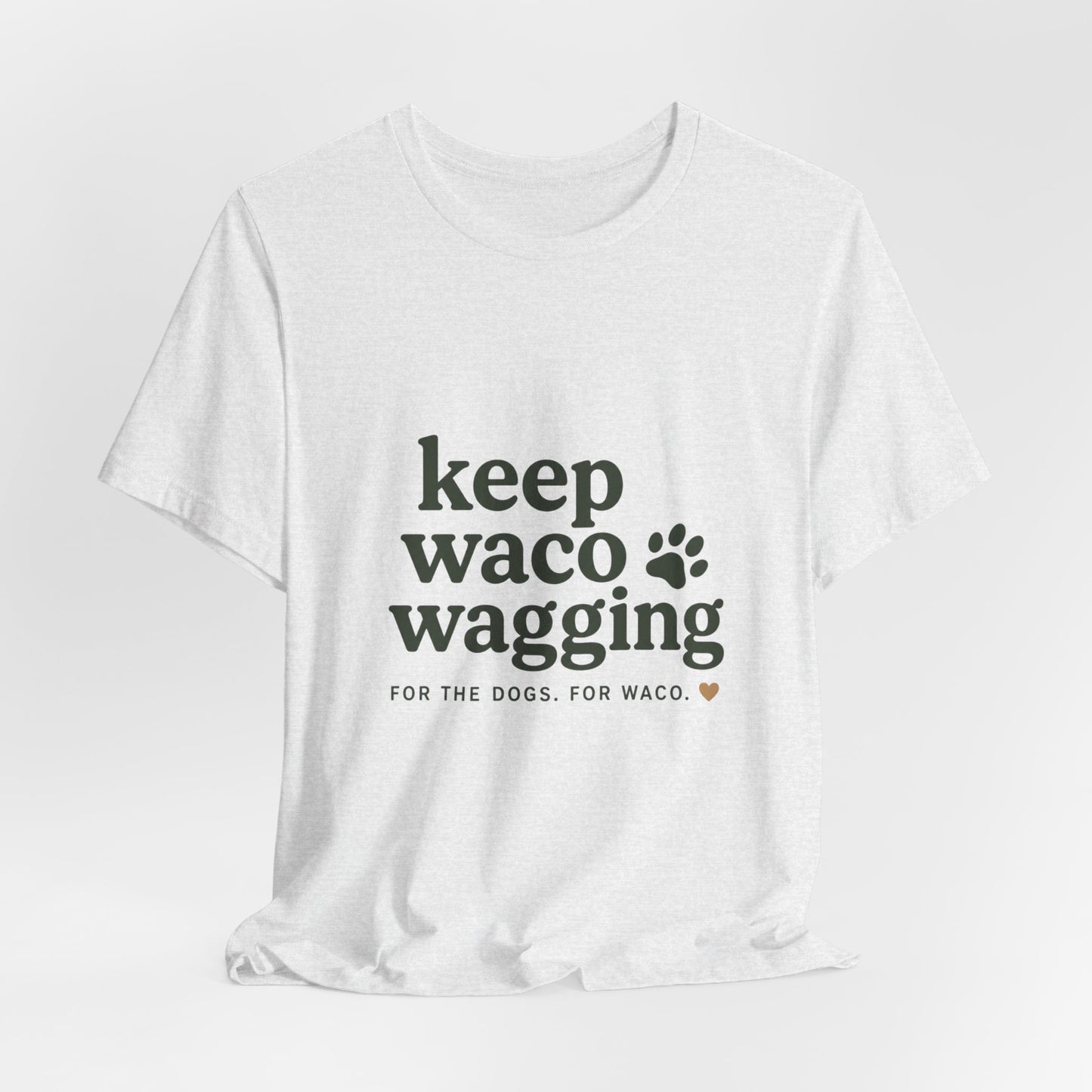 Walks & Treats Waco Streets tee — Waco skyline artwork, packaging or scale reference