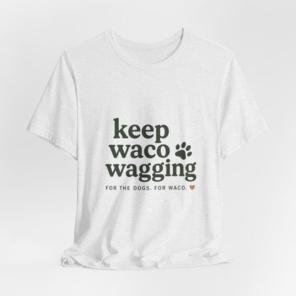 Walks & Treats Waco Streets tee — Waco skyline artwork, packaging or scale reference