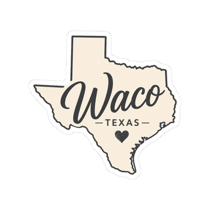 Waco Texas sticker — vinyl sticker, lifestyle context