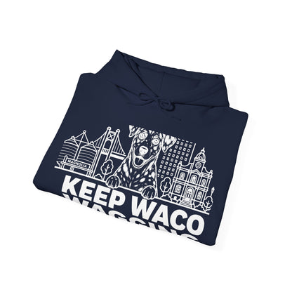 Waco Catahoula Hoodie — Catahoula and Waco skyline artwork, packaging or scale reference