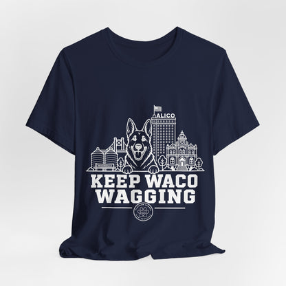 Keep Waco Wagging German Shepherd Edition — German Shepherd and Waco skyline artwork, packaging or scale reference