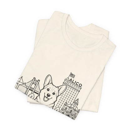 Keep Waco Wagging — Corgi and Waco skyline artwork, packaging or scale reference