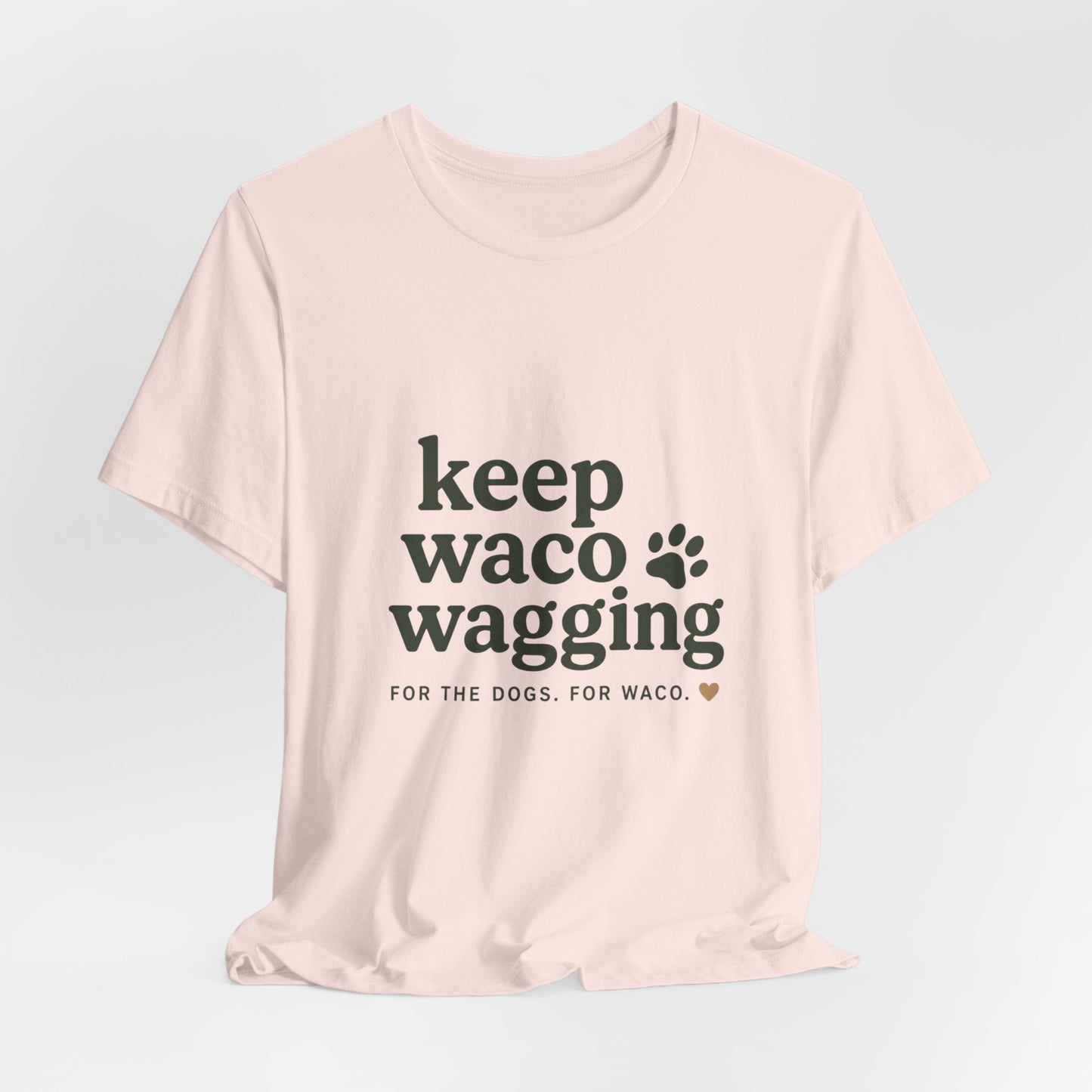 Walks & Treats Waco Streets tee — Waco skyline artwork, packaging or scale reference