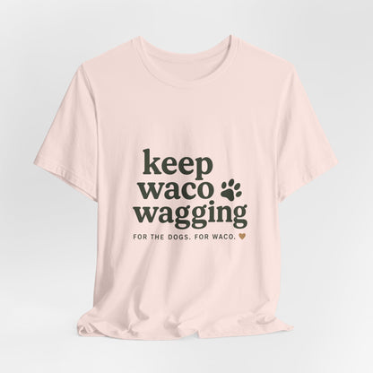 Walks & Treats Waco Streets tee — Waco skyline artwork, packaging or scale reference