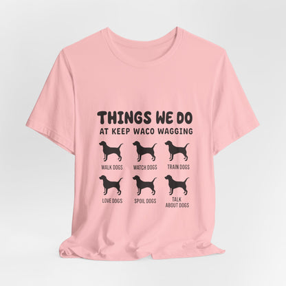Dog Rescue Volunteer T-Shirt — Waco skyline artwork, packaging or scale reference