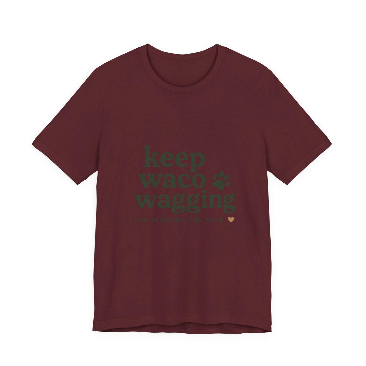 Walks & Treats Waco Streets tee — Waco skyline artwork on Maroon tee