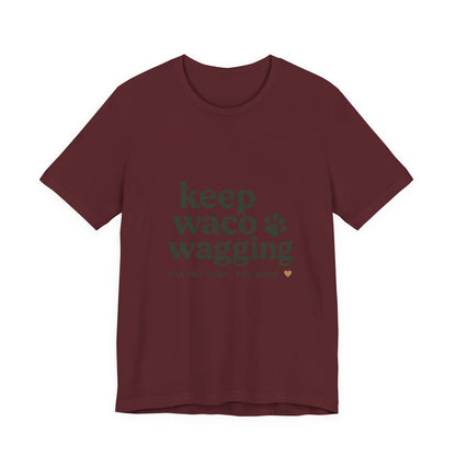 Walks & Treats Waco Streets tee — Waco skyline artwork on Maroon tee