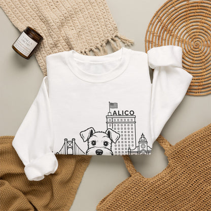 Waco Schnauzer Sweatshirt — Schnauzer and Waco skyline artwork, packaging or scale reference