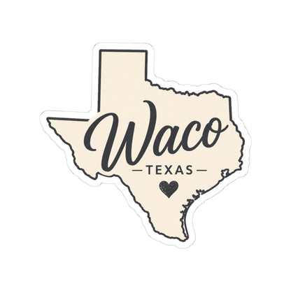 Waco Texas sticker — vinyl sticker, packaging or scale reference