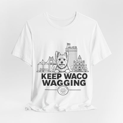 Keep Waco Wagging — Yorkie and Waco skyline artwork, packaging or scale reference