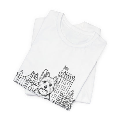 Keep Waco Wagging — Yorkie and Waco skyline artwork, packaging or scale reference