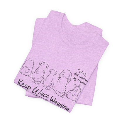 Keep Waco Wagging Dog T‑Shirt — Cute Paw Print Rescue Tee