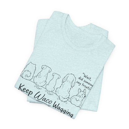 Keep Waco Wagging Dog T‑Shirt — Cute Paw Print Rescue Tee