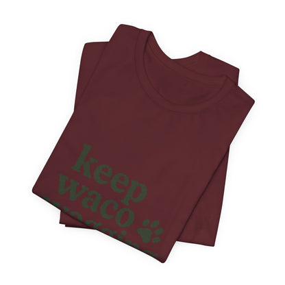 Walks & Treats Waco Streets tee — Waco skyline artwork, packaging or scale reference