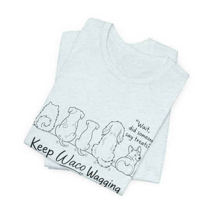 Keep Waco Wagging Dog T‑Shirt — Cute Paw Print Rescue Tee