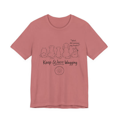 Keep Waco Wagging Dog T‑Shirt — Cute Paw Print Rescue Tee