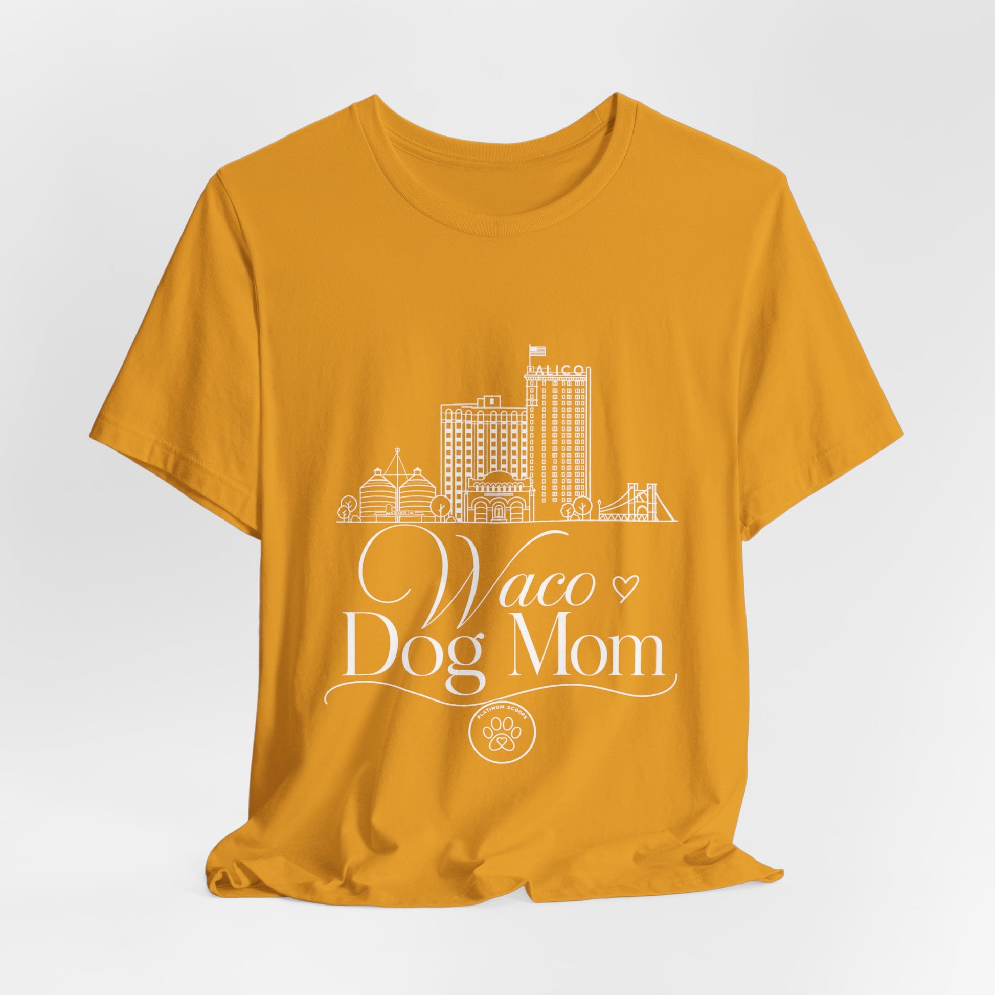 Waco Dog Mom Tee — dog mom Waco skyline artwork, packaging or scale reference