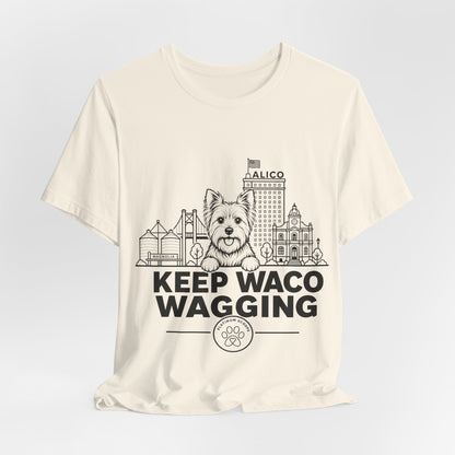 Keep Waco Wagging — Yorkie and Waco skyline artwork, packaging or scale reference