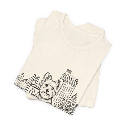 Keep Waco Wagging — Yorkie and Waco skyline artwork, packaging or scale reference