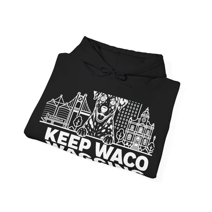 Waco Catahoula Hoodie — Catahoula and Waco skyline artwork, packaging or scale reference
