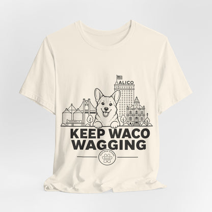 Keep Waco Wagging — Corgi and Waco skyline artwork, packaging or scale reference