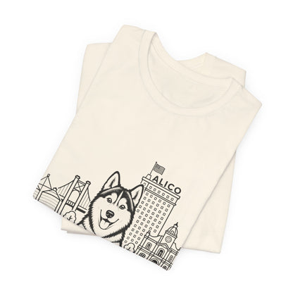 Keep Waco Wagging — Siberian Husky and Waco skyline artwork, packaging or scale reference