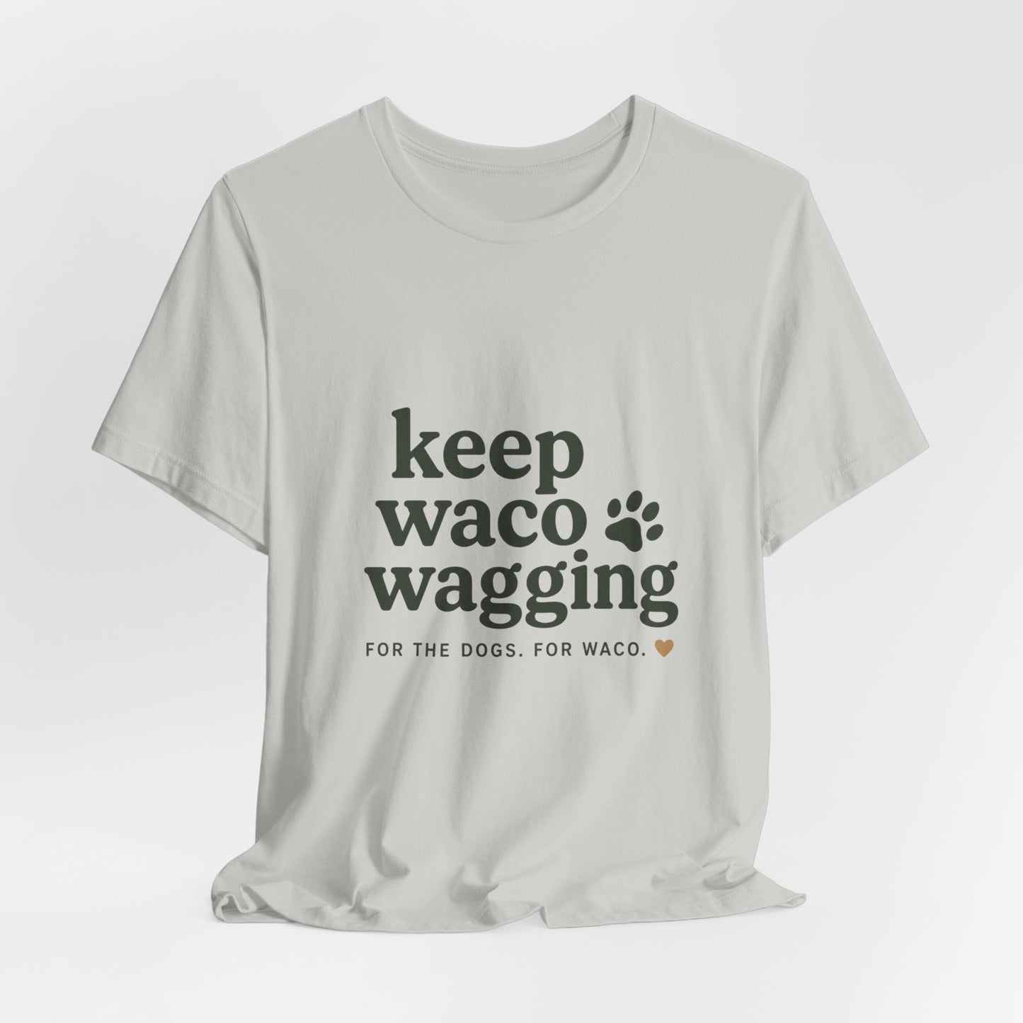 Walks & Treats Waco Streets tee — Waco skyline artwork, packaging or scale reference